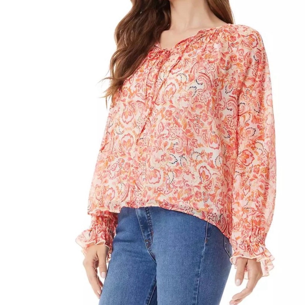 NWT Sam Edelman Vibrant Orange Floral Blouse